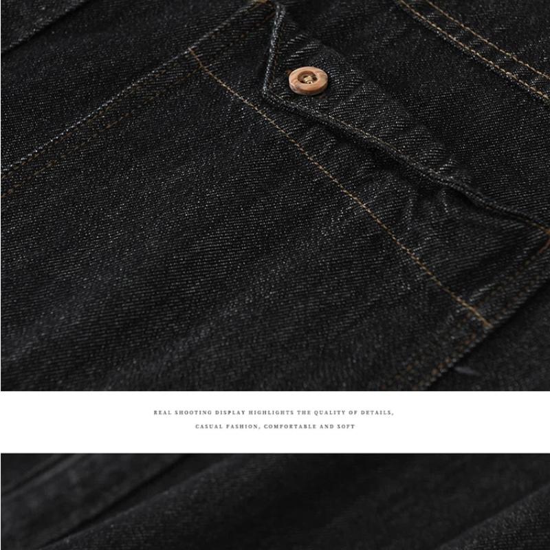 Korean Retro Style Mens Long Sleeve Denim Shirt Pure Cotton Jean Shirt Spring and Summer Casual Shirt Lapel Collar