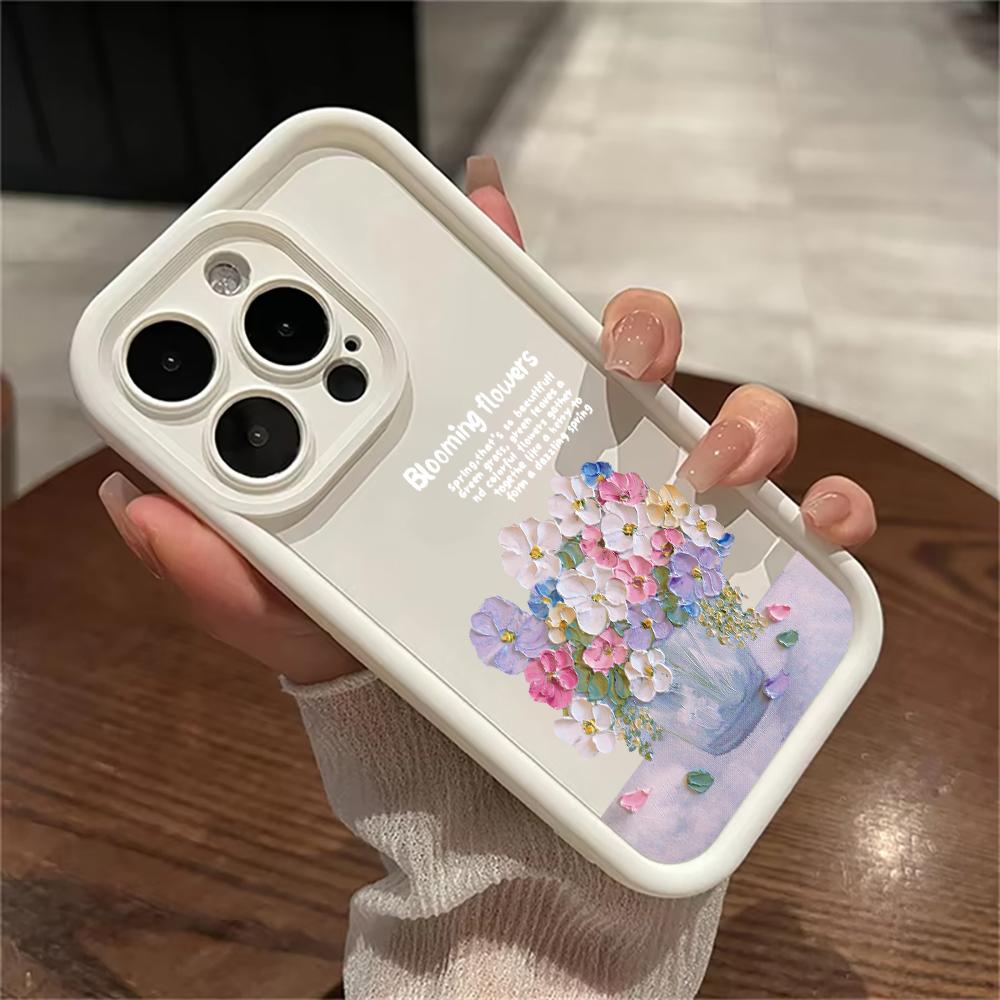Fashionable and Colorful Bouquet Phone Case iPhone 15 Pro Max 11 12 13 16 14 Plus Silicone Shockproof Case Lens Protector Shell