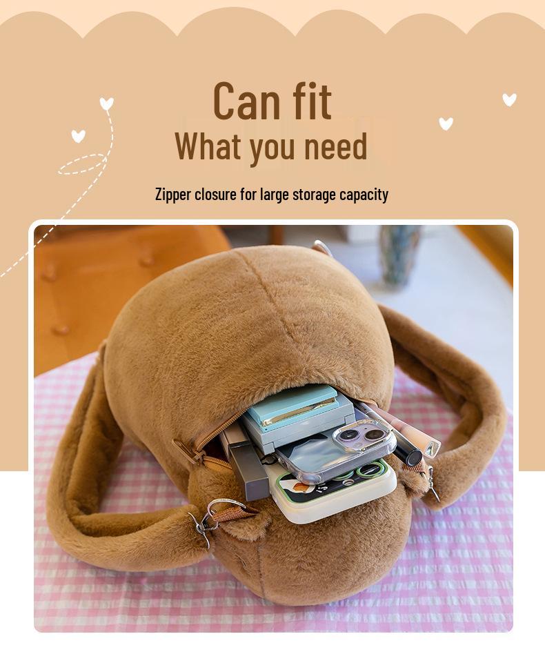 Trendy Capybara Plush Backpack for Girls: Stylish Student & Shopping Bag