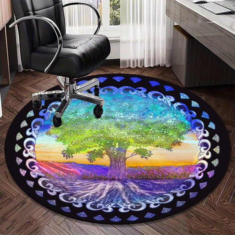 Yin-yang Tree Of Life Round Carpet Chair Cushion Round Entryway Rug, Soft Round Rugs for Living Room, Bedroom, Circle Carpet Decor Gifts