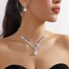 Vintage Crystal Drop Necklace Waterdrop Pendant Necklace Classic Jewelry Sets  Women