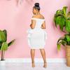X6293 Fashion Women's Solid Color Sleeveless Ruffle Short Dress