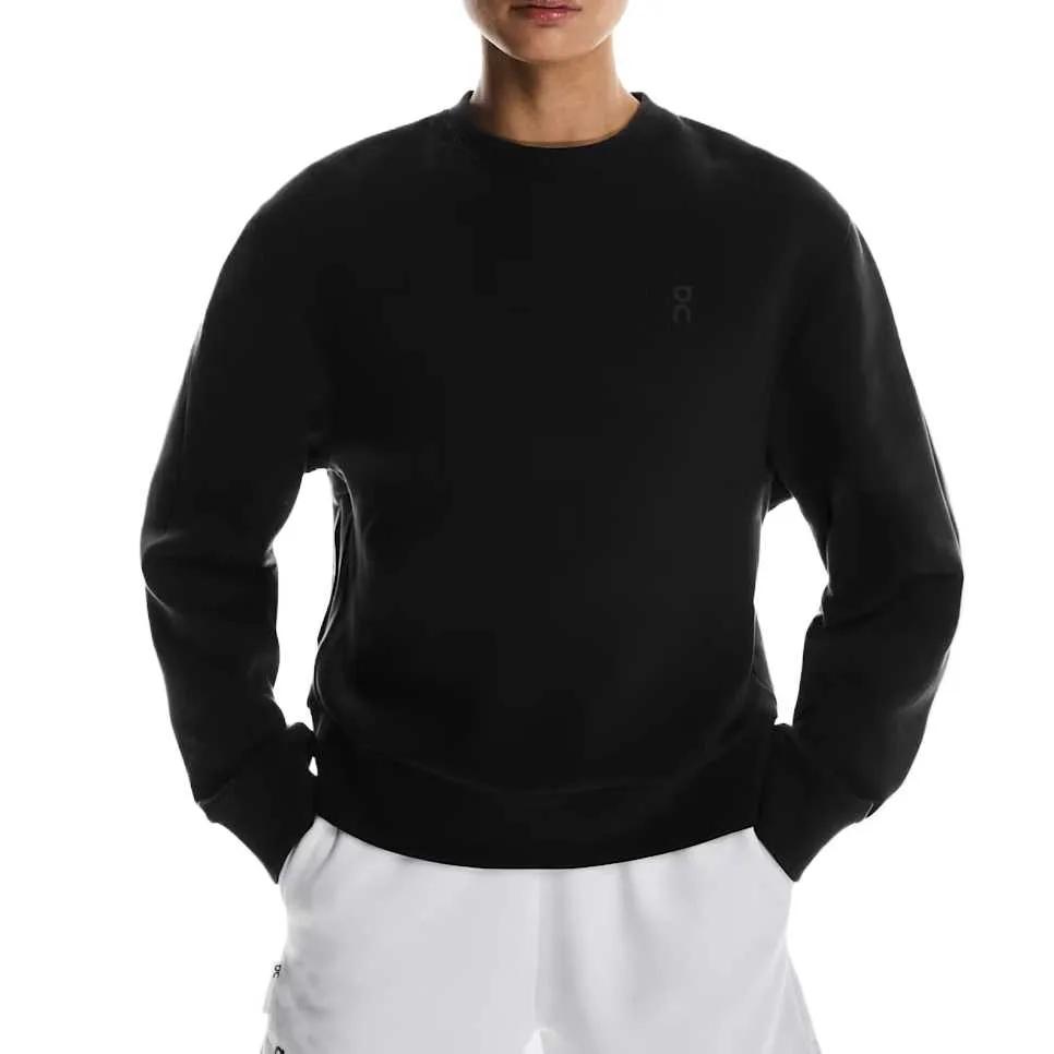 On Sweatshirts Women's Black Crew Neck Moderate Straight Fit (Unisex) Sweatshirts 1WF30380553 | Black