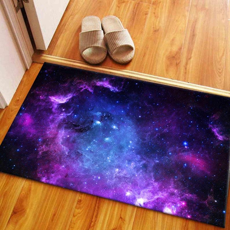 Galaxy Starry Sky View Rug Anti-Slip Pattern Carpet Personalized Gift for Home Bedroom Living Room Decor