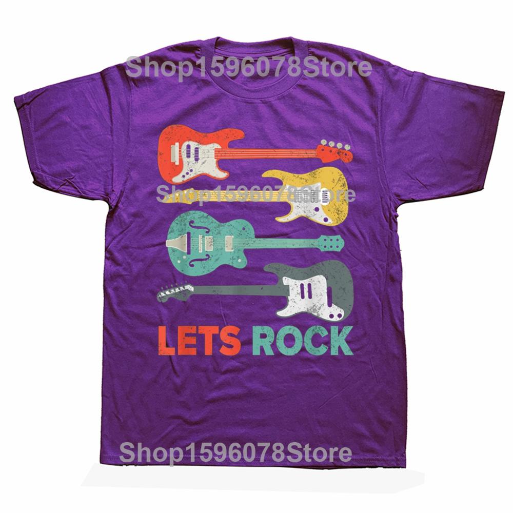 

Let s Rock Electric Guitar Music Lover Band Guitarist Retro T-Shirt Unisex Summer Oversized Tshirt Fashion Causal T Shirt Tees 4XL