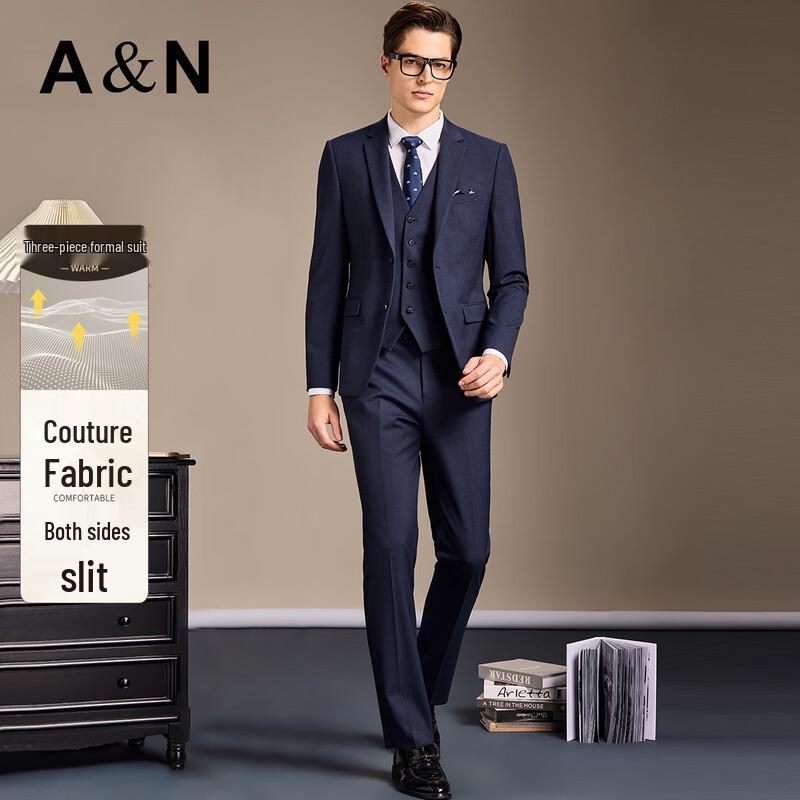 

Antonio Men s Dark Blue Business Formal Three-Piece Suit Set 54A (190/104A)