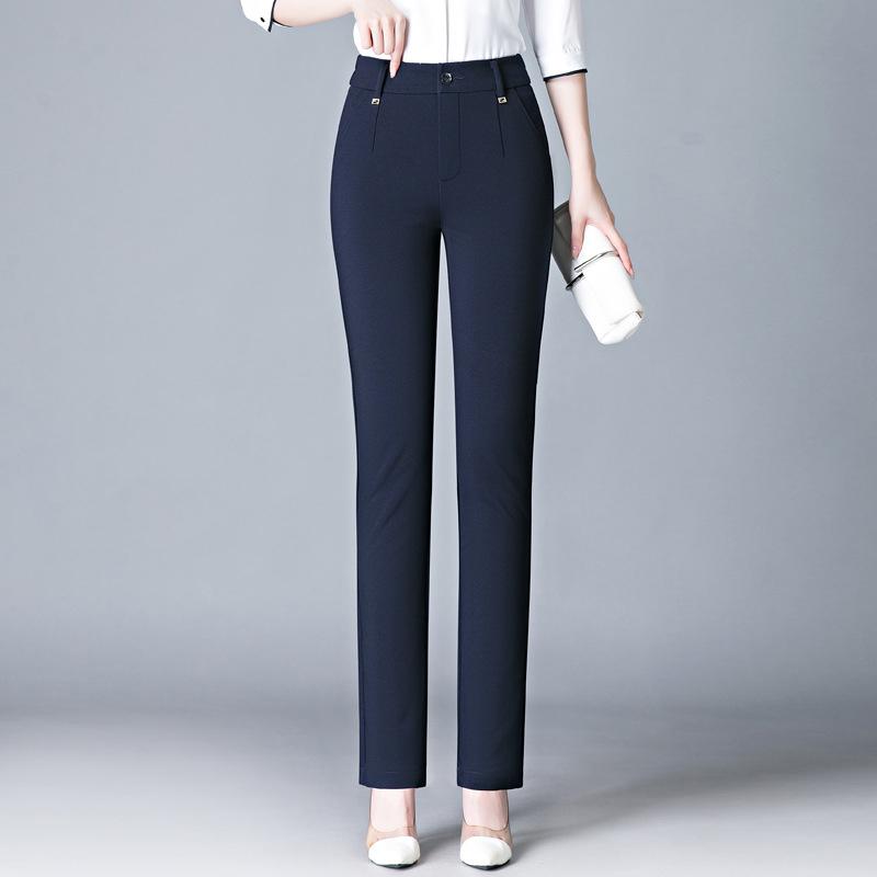 FiveFive Women High-Waisted Elastic Trousers Oversized Size Mom Outer Wear Leggings Casual Straight Pants