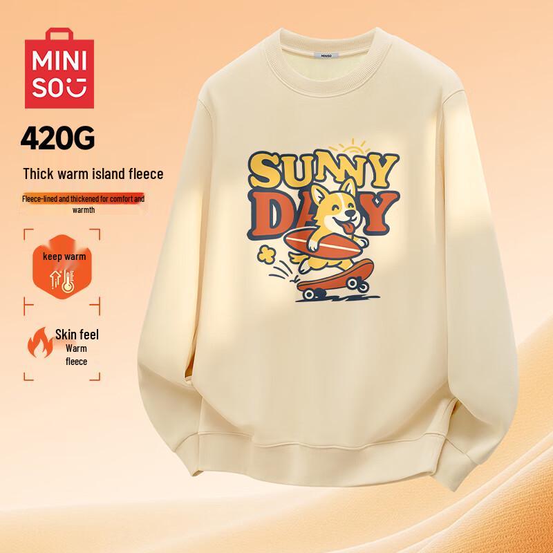 

MINISO Men s Winter Plush Crewneck Sweatshirt L