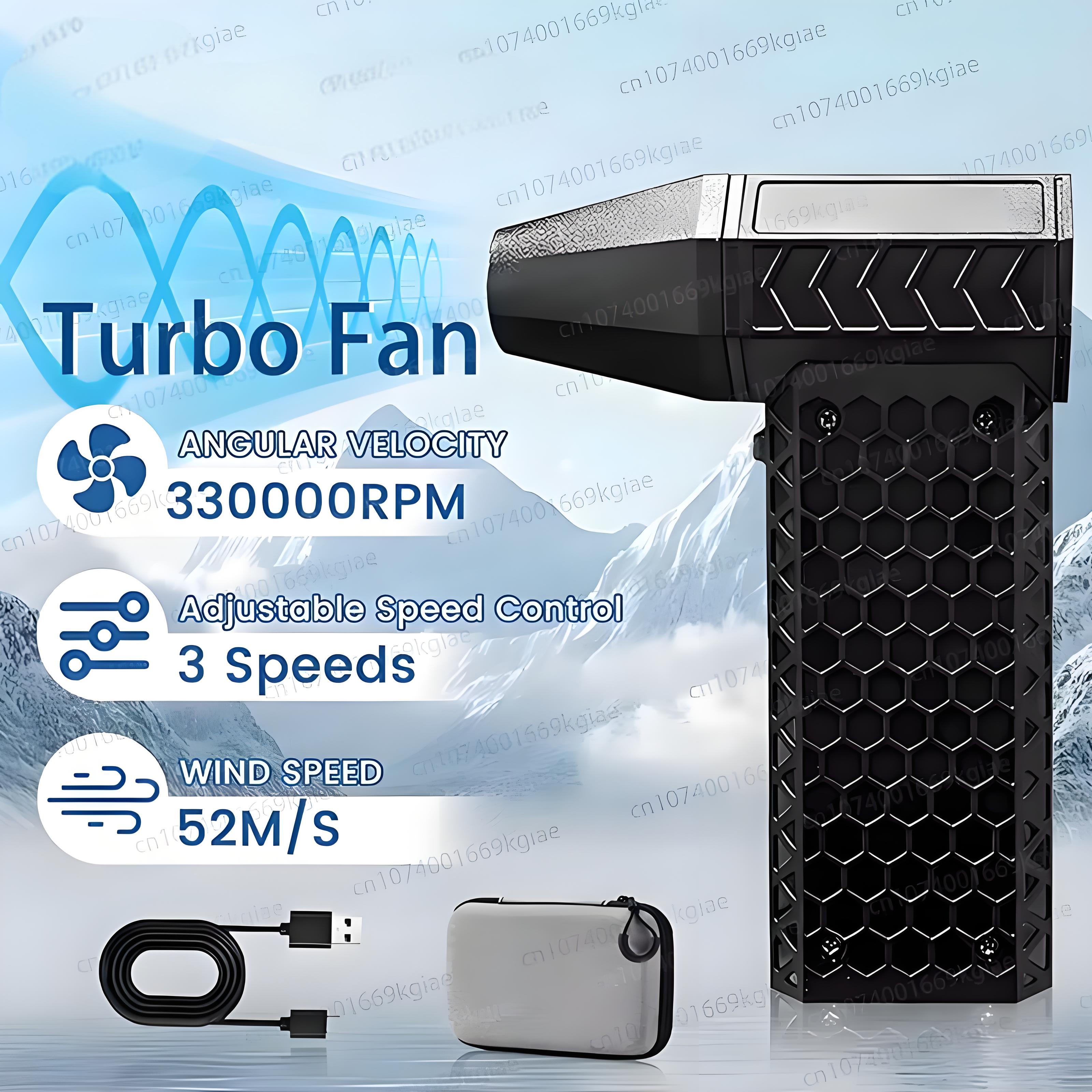

New Turbo Jet Fan 330000RPM Wind Speed 52m/s Portable Mini Air Blower Outdoor Camp BBQ Powerful Blower Keyboard Dust Cleaning
