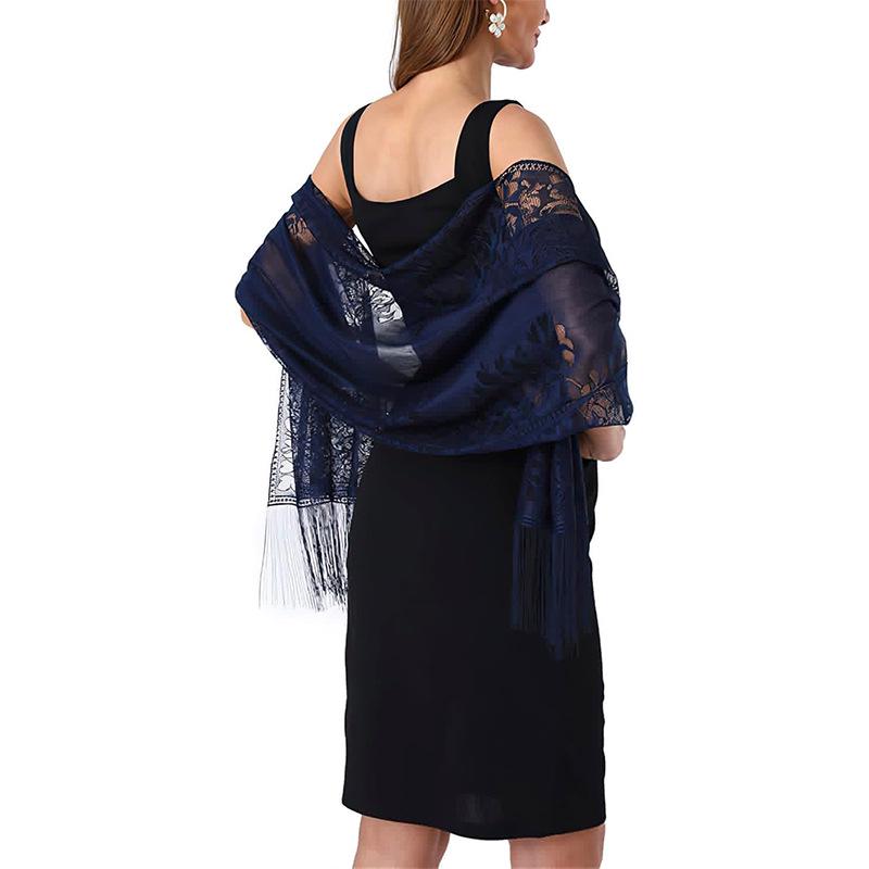 Șal din Dantelă Golită cu Franjuri pentru Rochii de Seară de Mireasă & Domnișoare de Onoare