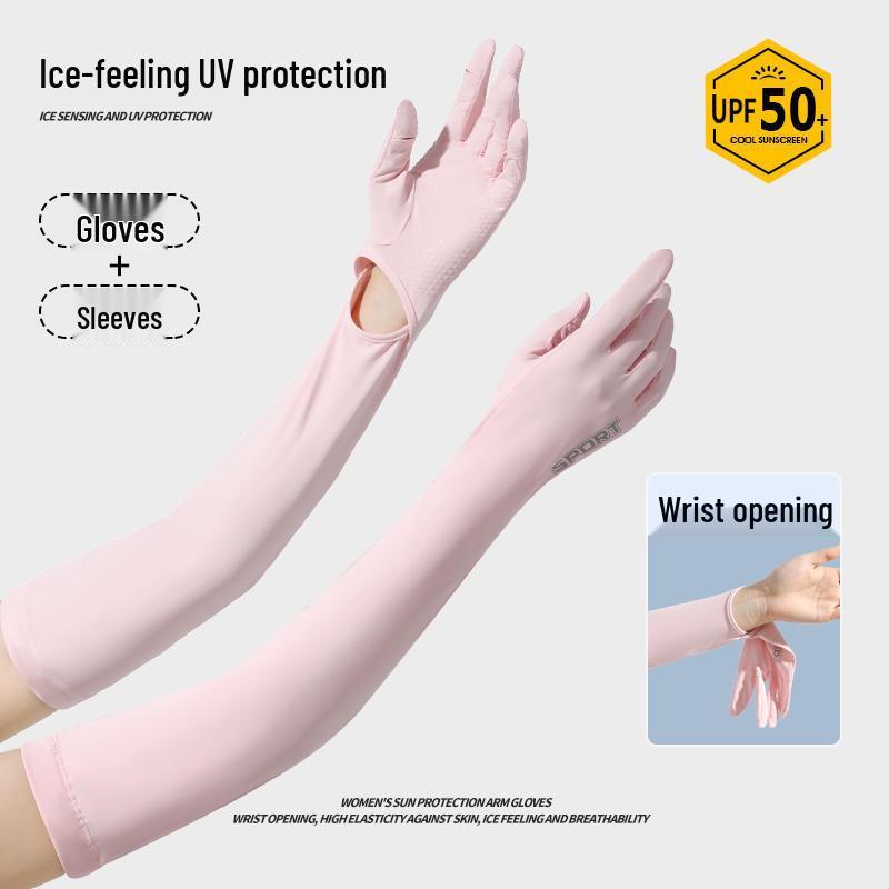 Women's Ice Silk Sun Protection Sleeves: Long, Breathable, Thin Style for Driving and Summer Wear.