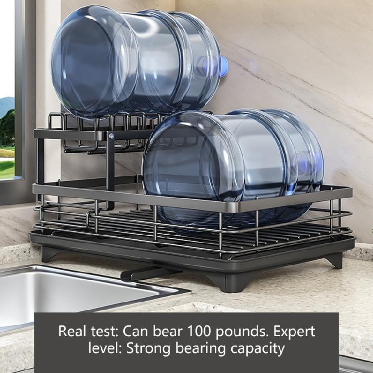 Spacious Double Deck Dish Drainer With Rustproof Finish And Firm Basel Dish Drying Rack For Safe Drying Of Tableware