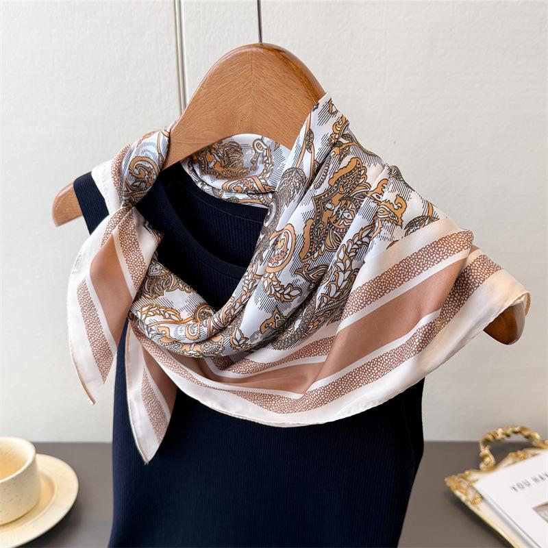 Cashew Print Imitation Silk Scarf Square Scarf High-End Shawl Versatile Neck Small Square Scarf Headscarf Scarf Women