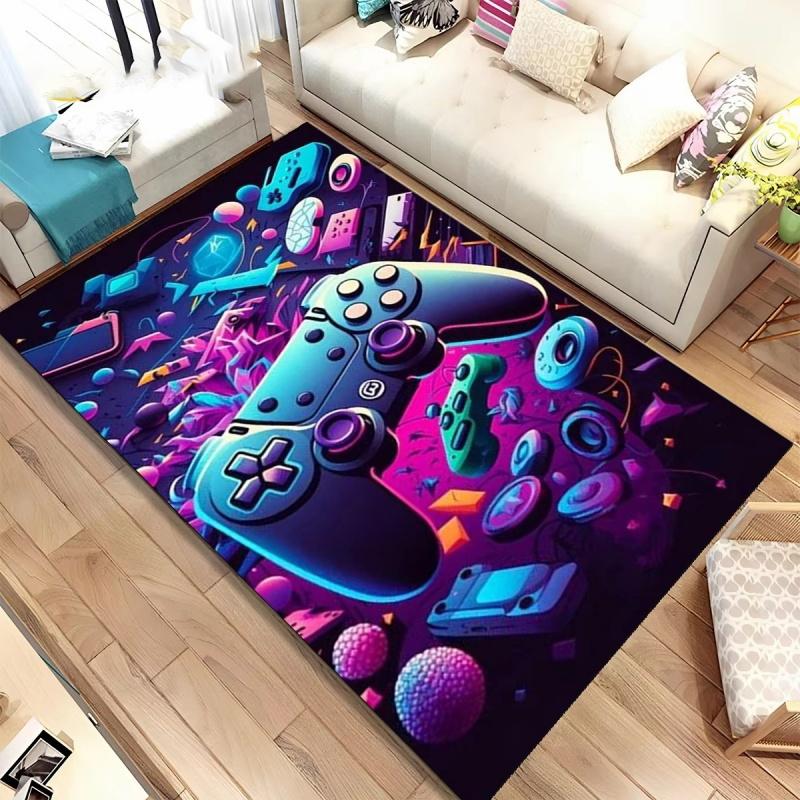 Desenho animado jogo gamer gamepad tapete tapete para sala de estar quarto decoração de casa, tapete de chão antiderrapante decoração sala de jogos infantil sofá capacho