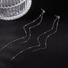 Extra Long Sparkling Diamond Chain Tassel Earrings Luxury Minimalist Fashion Studs for Women