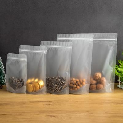 50Pcs Frosted Translucent Ziplock Kitchen Storage Bags Candy Food Dried Sealed Packaging Plastic Stand Up Pouch