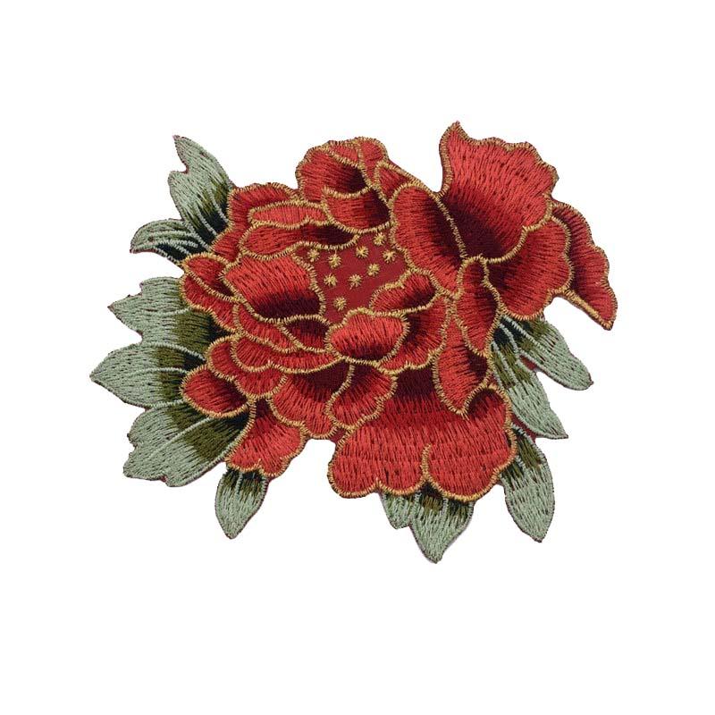 Fashion Show Costume Decorative Peony Patch Flower Motif Embroidery Diy Bag Hat Textile Iron-on Badge Sticker Accessories Patch