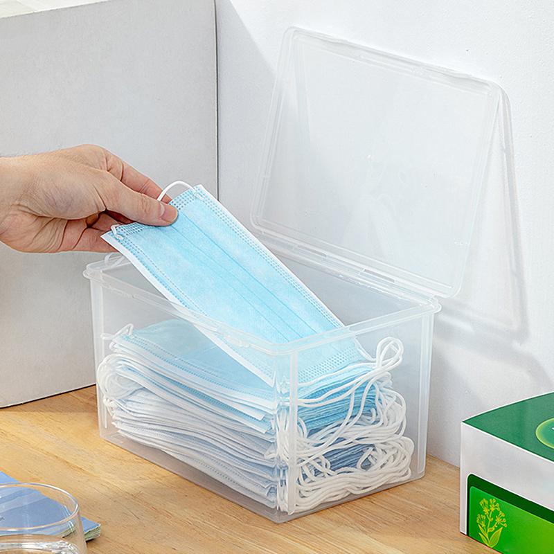 1PC Large Capacity Mask Storage Box Household Desktop Transparent Storage Box Medication And Miscellaneous Transparent Storage