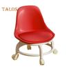 Low Rolling Stool with Backrest 360 Degrees Swivel Wheels Faux Leather Cushion Roller Seat Heavy Duty Rotating Mini Chair Seating Stool
