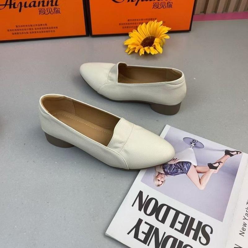 Coarse heel single shoes women's 2024 spring and autumn new low heel mother shoes low heel pointed work shoes women's shoes board shoes