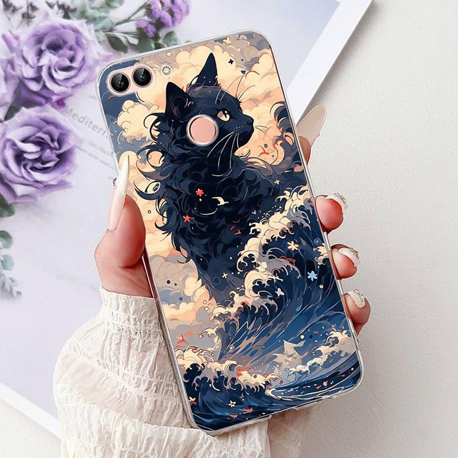 For Huawei P Smart Case FIG-LX1 FIG-LX2 FIG-LX3 Cover Luxury Dragon Lion Soft Silicone Phone Cases For Huawei Psmart 2018 Bumper