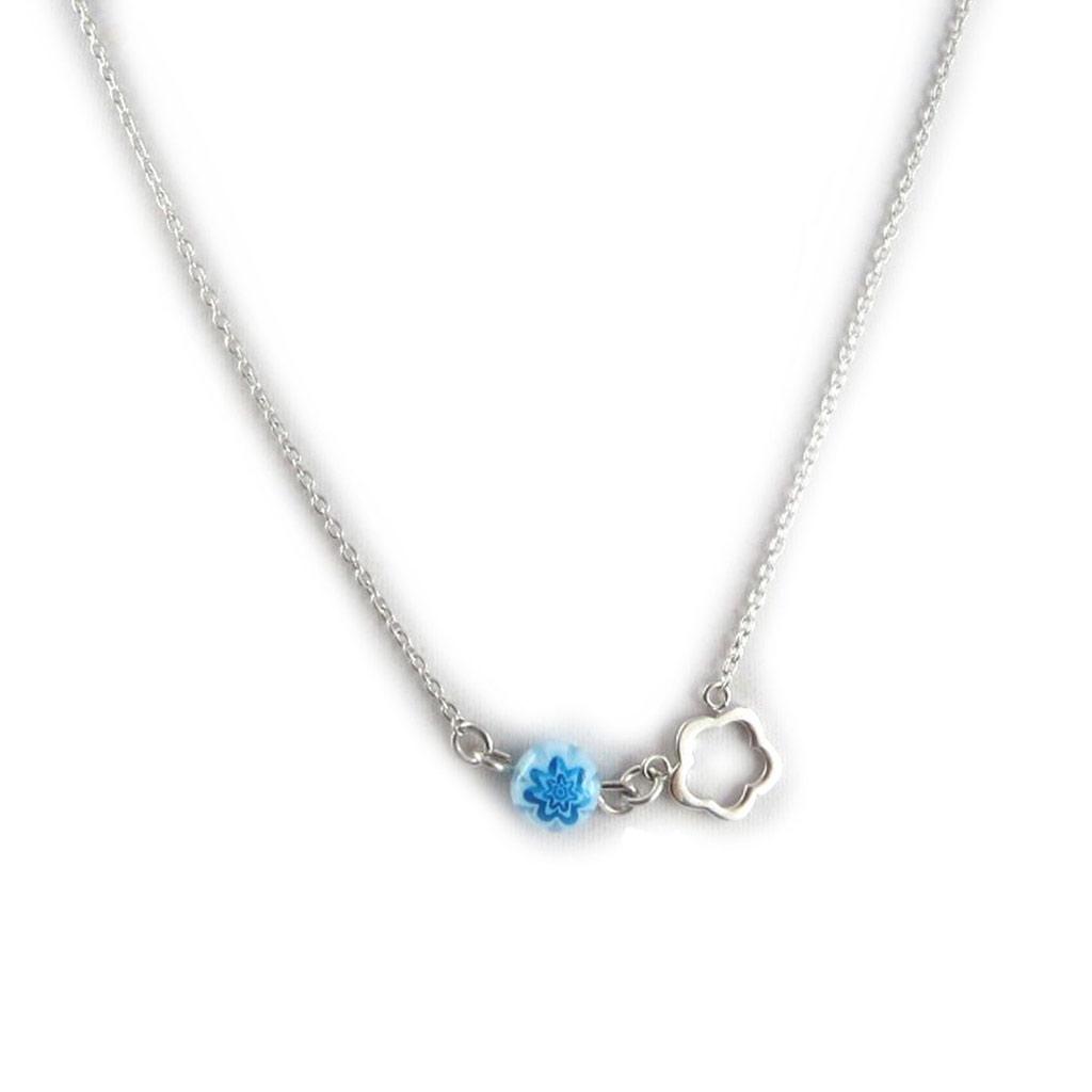 Les Trésors De Lily [K9650] - Silver Necklace 'Flora' Turquoise Silver