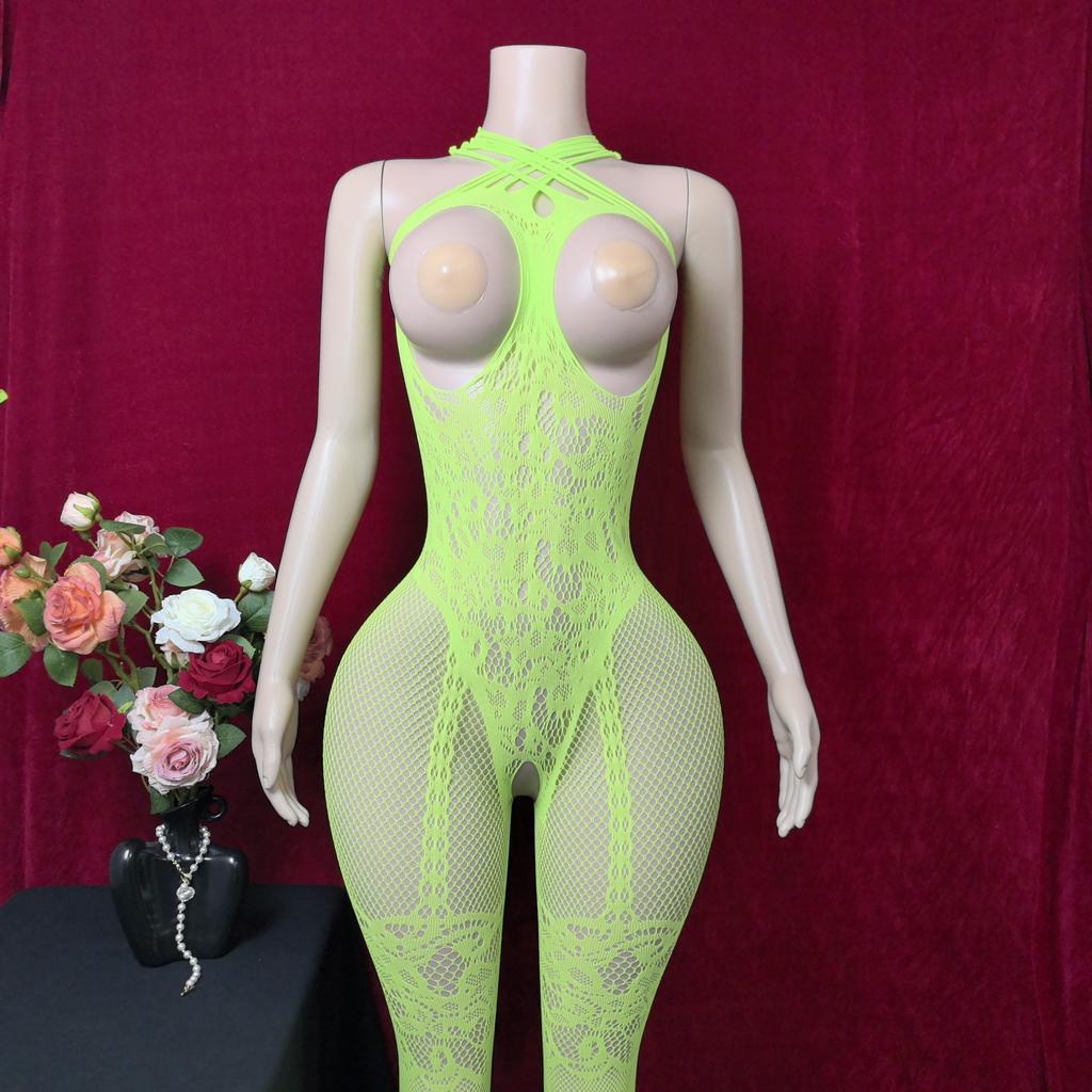 One-Piece Crotchless Bodystocking For Sex Transparent Sexy Lingerie Sexiest Bodysuit Erotic Costumes Open Full Body Underwear