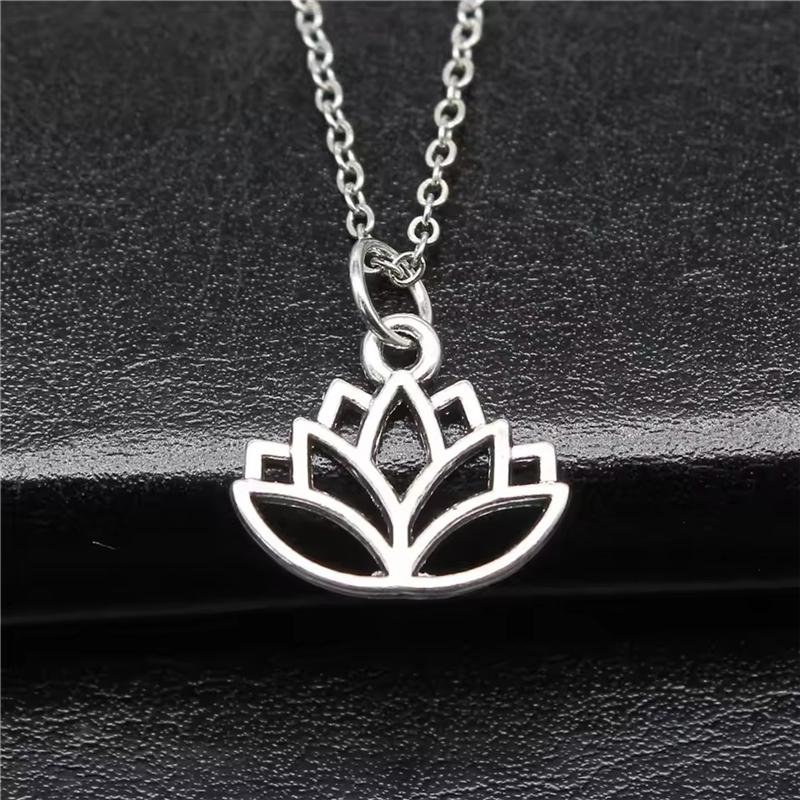 Vintage Lotus Necklace Yoga Pendant Bohemian Spiritual Jewelry Birthday Gift for Women Meditation Jewelry