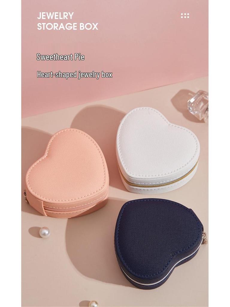 Heart-shaped Travel Jewelry Box for Earrings, Studs, and Rings