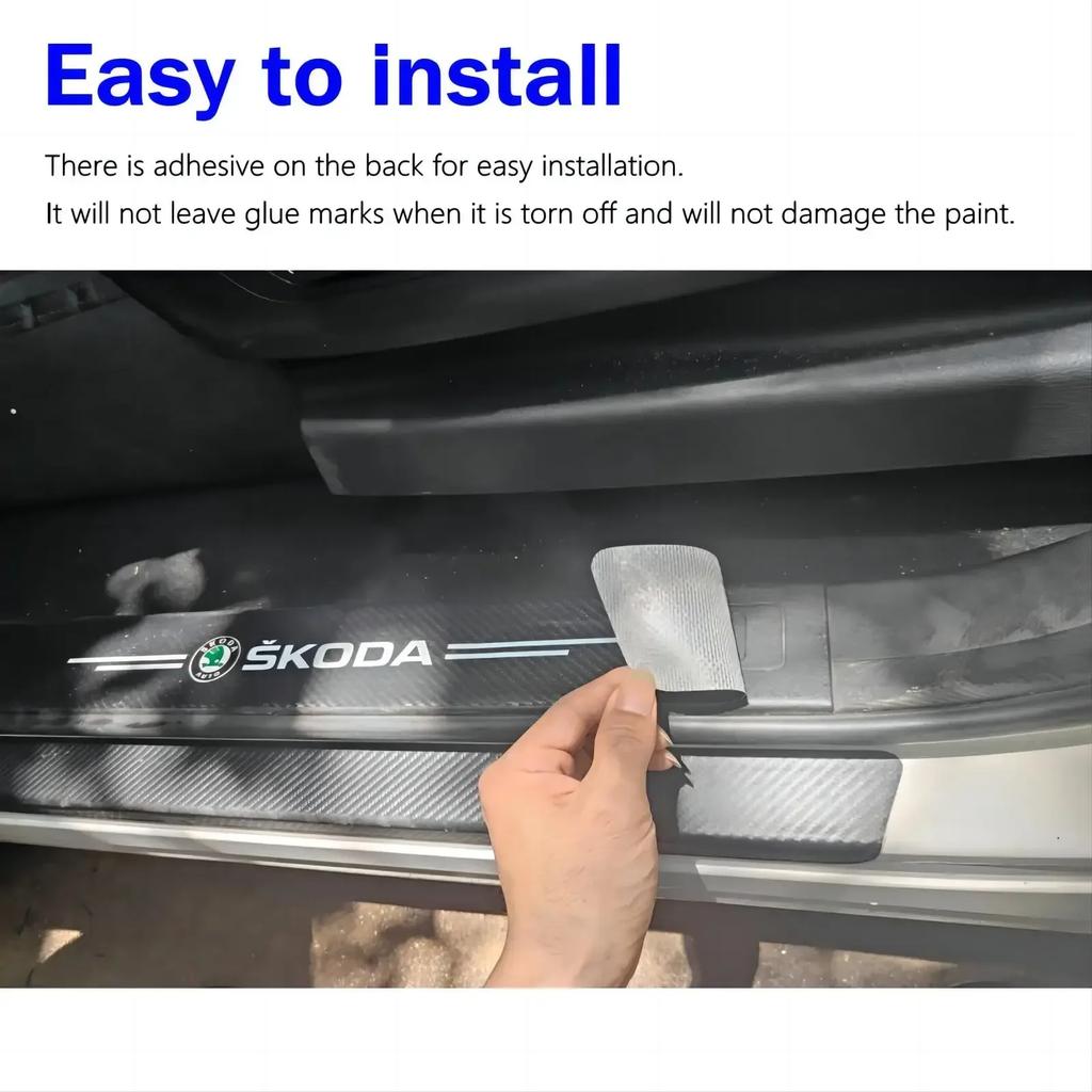 4Pc Car Threshold Protector Door Sill Cover Sticker For Skoda Superb Octavia MK2 MK3 2 3 A5 A7 Fabia VRS Karoq Kodiaq Rapid Yeti WD8