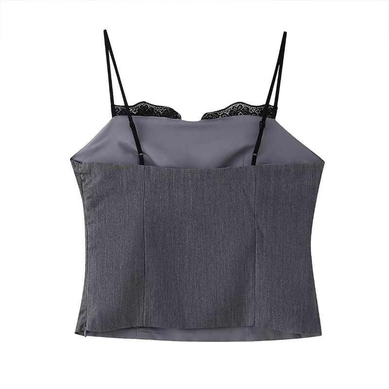 Sommar Sidentextur Tryckt Camisole Topp Ny Mode Sexig Söt Damlinne Smal Ren Längtan