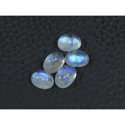 4X6 MM Natural Rainbow Moonstone Oval Cabochon Loose Gemstone 5Pcs Lot C-1778