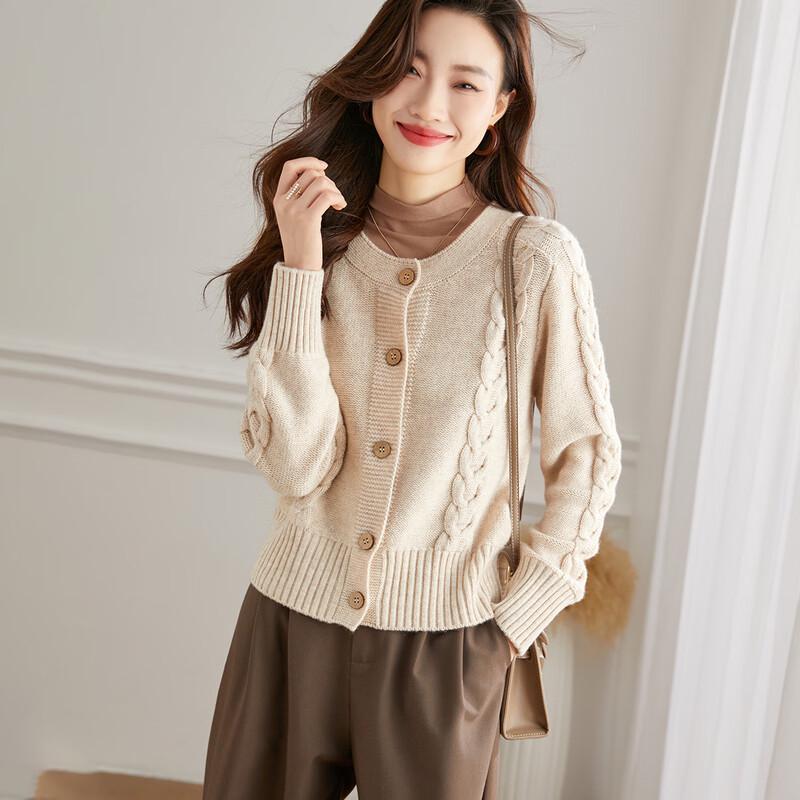 

Srcr Women s Cable Knit Wool Blend Cardigan XL