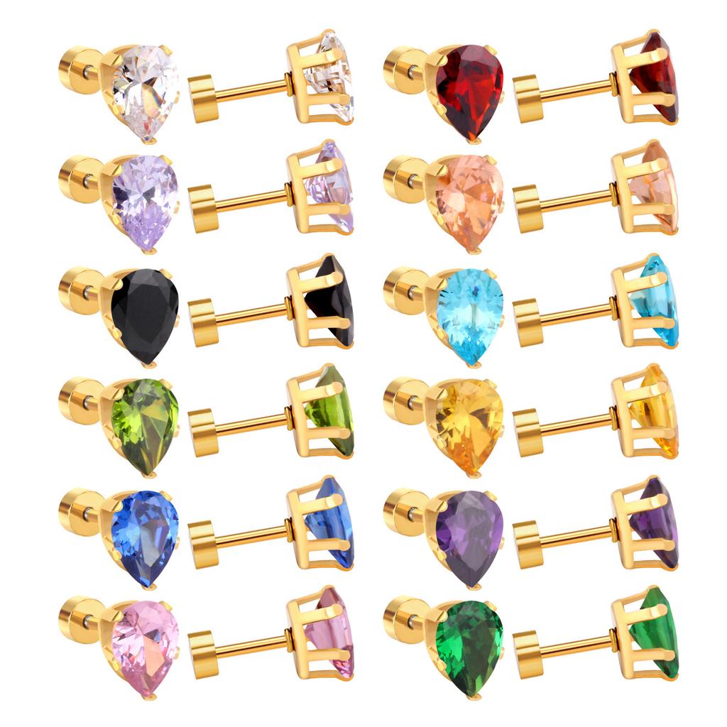 Titanium Steel Crystal Stud Earrings Sweet Cute Light Luxury Fashion Jewelry for Women Girls
