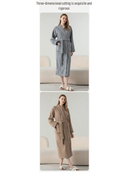 Cozy Velvet Bathrobe: Unisex Fleece-Lined, Thick Warmth for Autumn & Winter