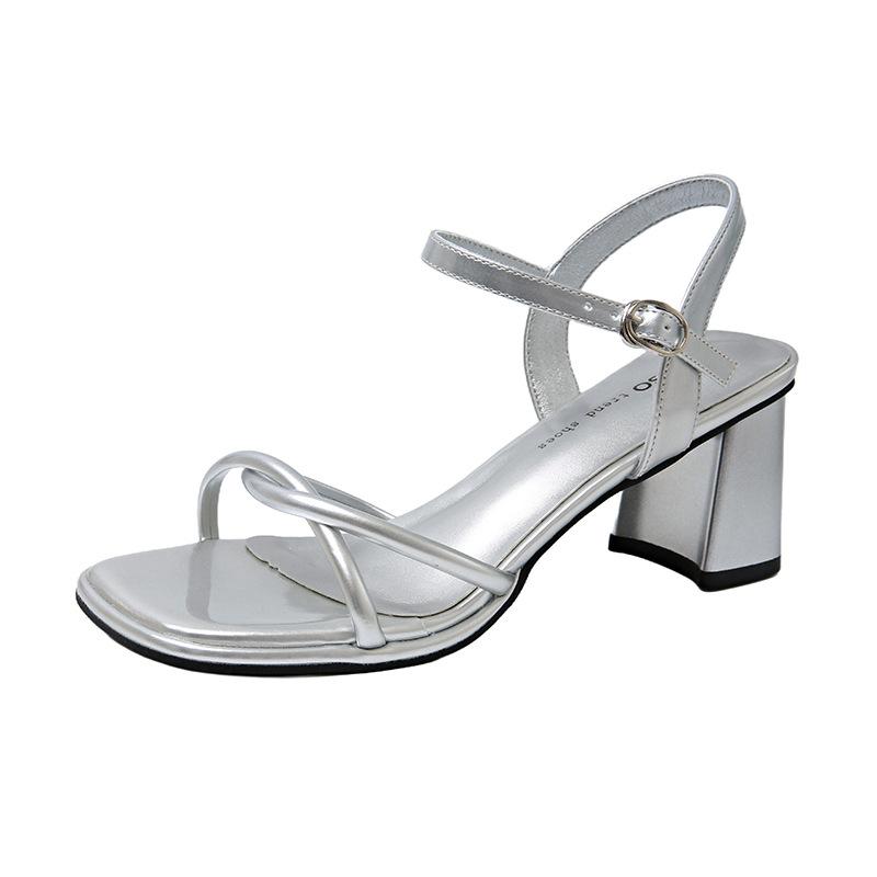 Sandals Women's Summer New Fashion Versatile Gentle Retro Thick Heel Non-slip Word with High Heels Summer