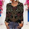 Plus Size Women Long Sleeve Shirt Abstract Glitter Gold Green Swirl Print Crew Neck Casual Loose Pullover Blouse
