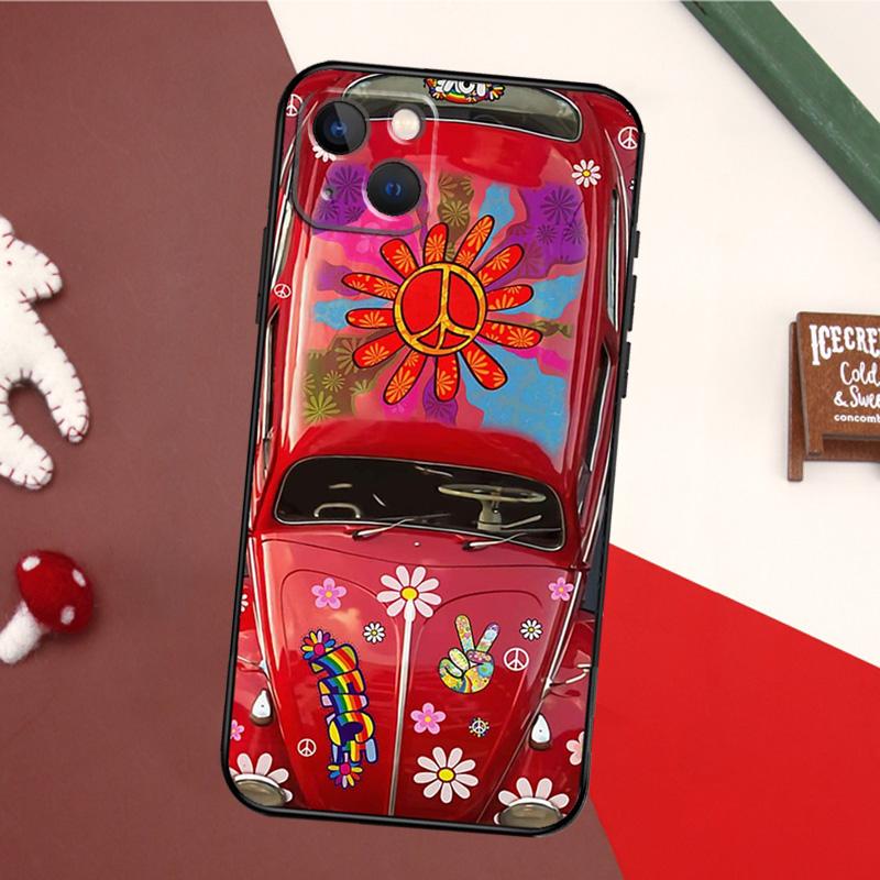 Hippie Peace Bus und Sonnenblumen Handyhülle Für iPhone 16 15 14 13 12 11 Pro XS Max Mini XR X 7 8 Plus Rückabdeckung