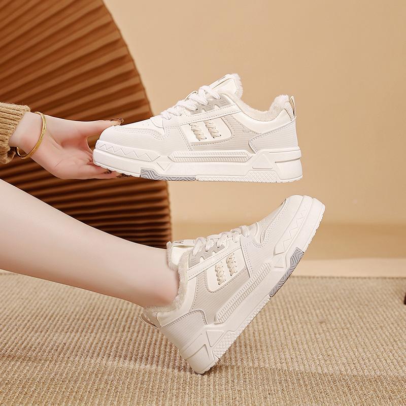 Fleece thickened board shoes women's 2025 winter new casual little white shoes women's warm women's cotton shoes DY005