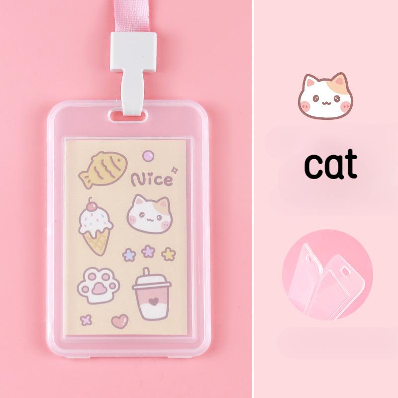 1pc ID Card Holder+Lanyard Anti-lost Waterproof Name Tag Decor for Student Card Office Work Card Meal Card Transportation Card