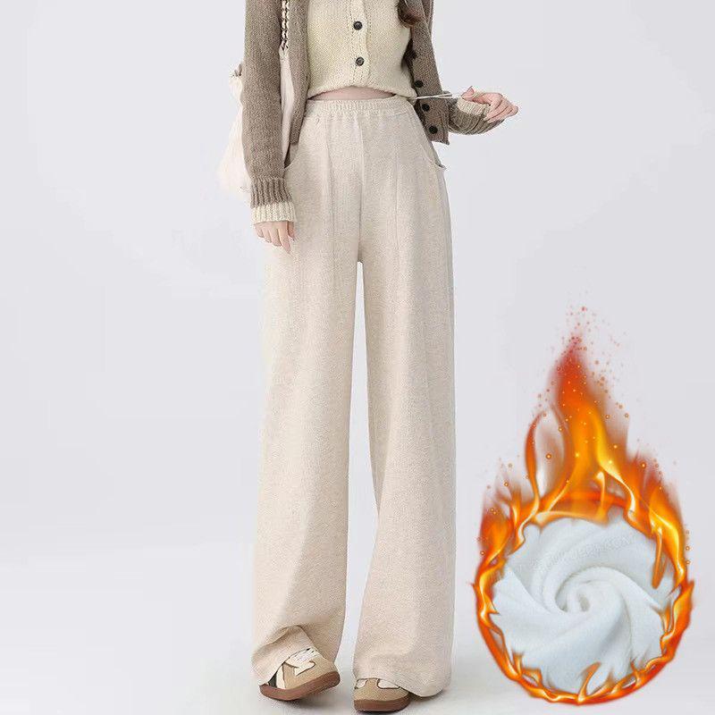 Umstandsmode Weitbeinige Samthose: Gemütliches Design mit seitlichem Kordelzug für Herbst/Winter, ideal sowohl für vor als auch nach der Schwangerschaft.