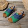 Large Size Wedge Heel Sandals Women's Summer New Front Lace-up Color Matching Fashion Sandals Women