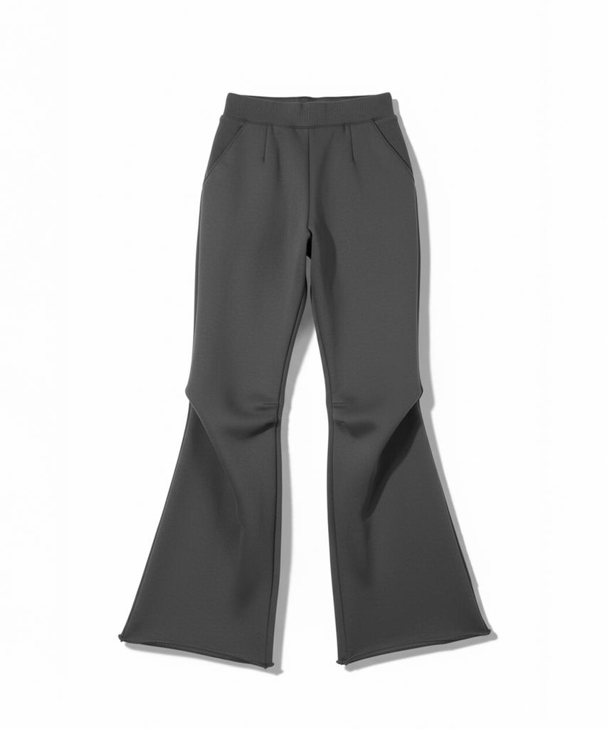 Milkeuaeswiaendeudolseu Ribbed Pocket Flare Pants - Pigment Black