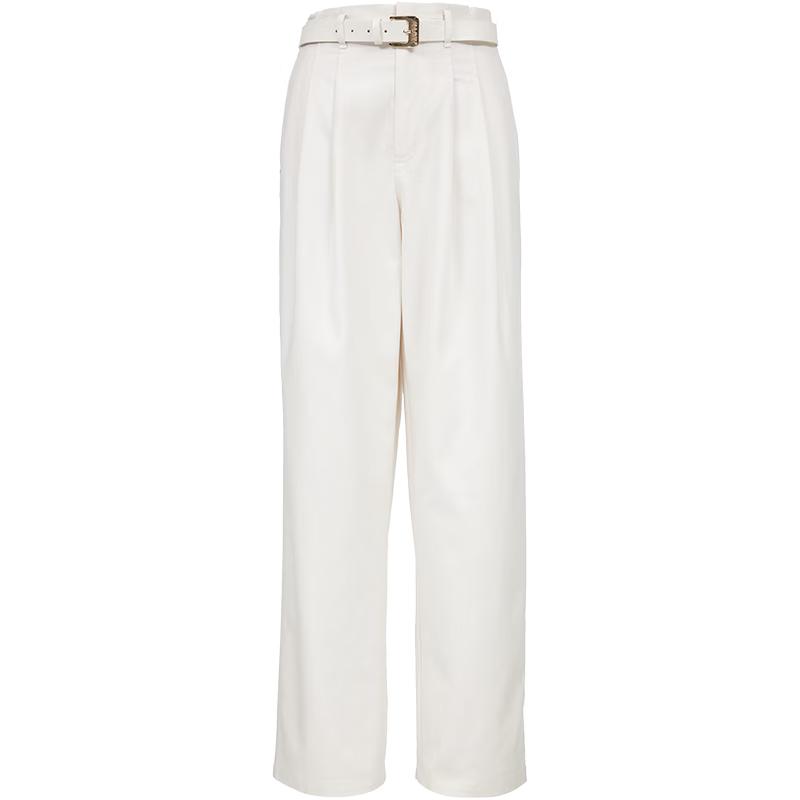 

ONLY Women s Pleated Belted Wide-Leg Trousers M