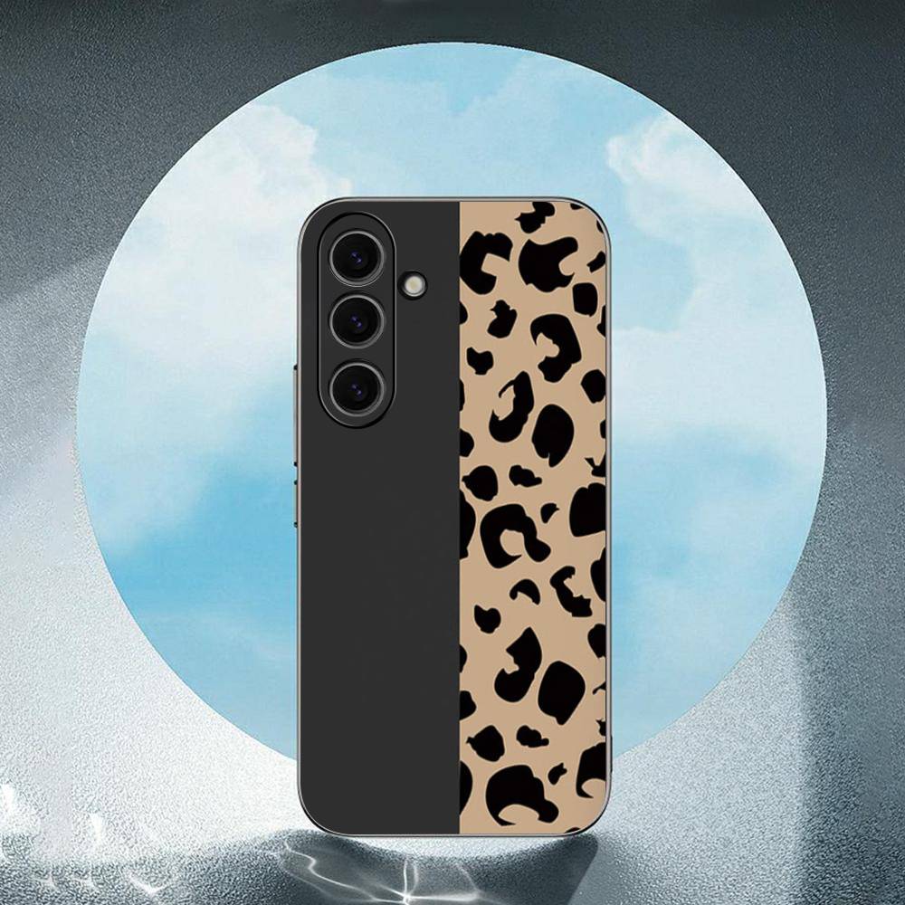 Fashion Leopard Print Luxury Black Phone Case For Samsung Galaxy S23 S24 S25 Ultra S22 Plus S21