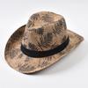 Cappello da Sole Casual da Spiaggia Primavera Estate Trilby Jazz Cappello da Cowboy con Tesa Arricciata Protezione Solare da Esterno Cappello di Paglia