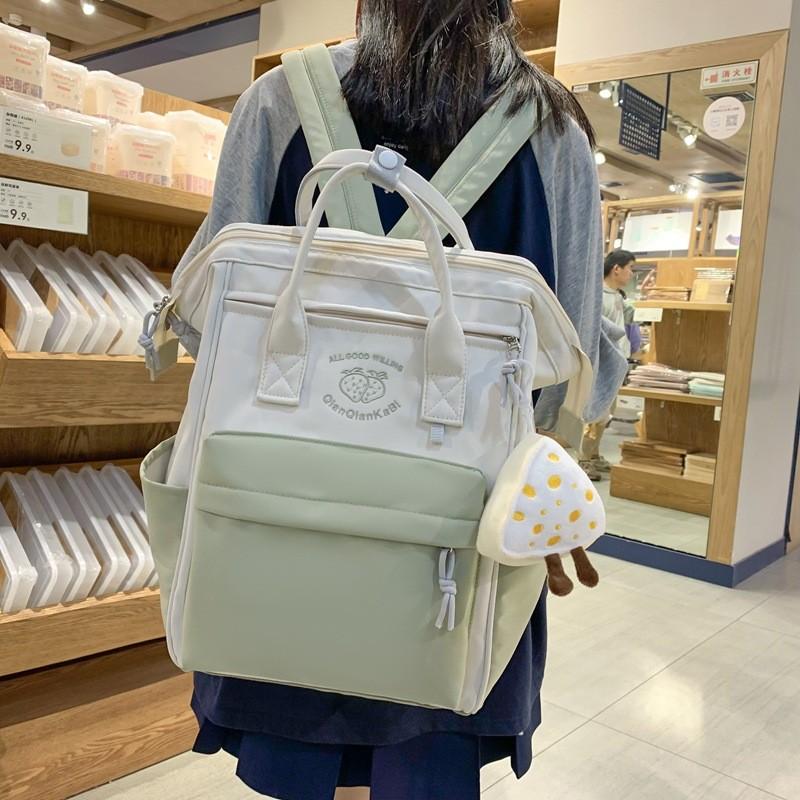 Strawberry And Letters Pattern Versatile Casual Backpack For Students Daily Use