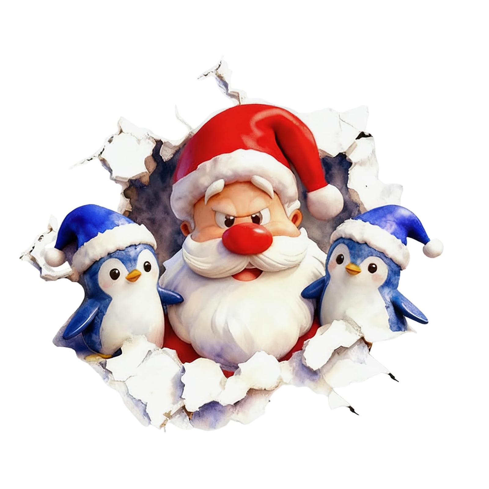

Creative Christmas Wall Breaking Claus Gift Box For Bedroom, Living Room, And Entryway Home Decoration Wall Stickers One Size
