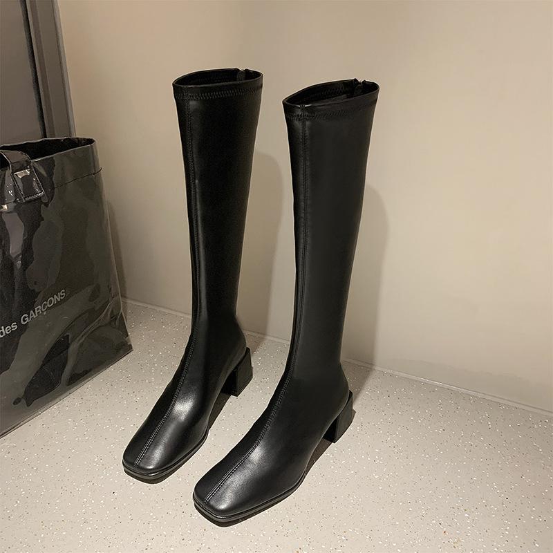 Women's knee high boots 2025 autumn and winter new British style small stature slimming high-heeled knight women's boots