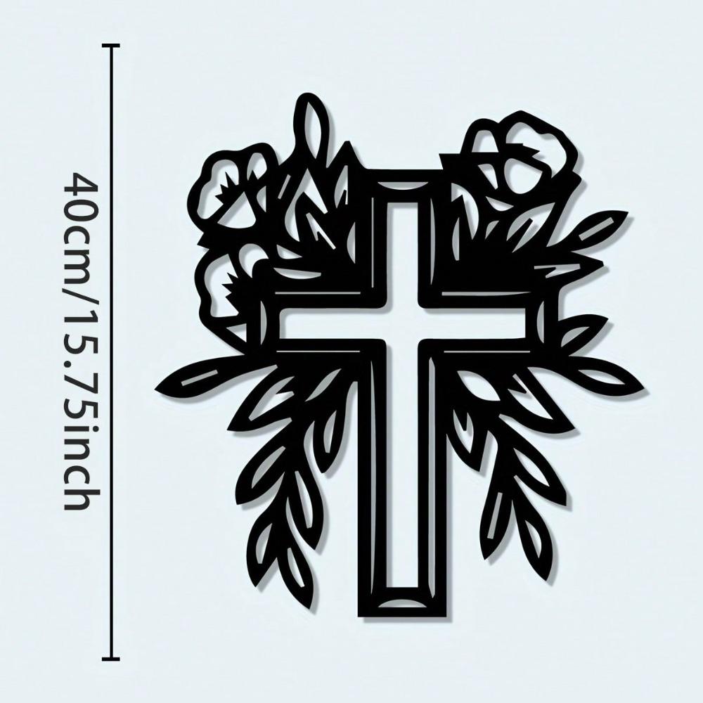 

Retro Floral Cross Metal Wall Art Elegant Iron Religious Decor Modern Farmhouse Style Holiday Home Chapel Decoration різнокольоровий